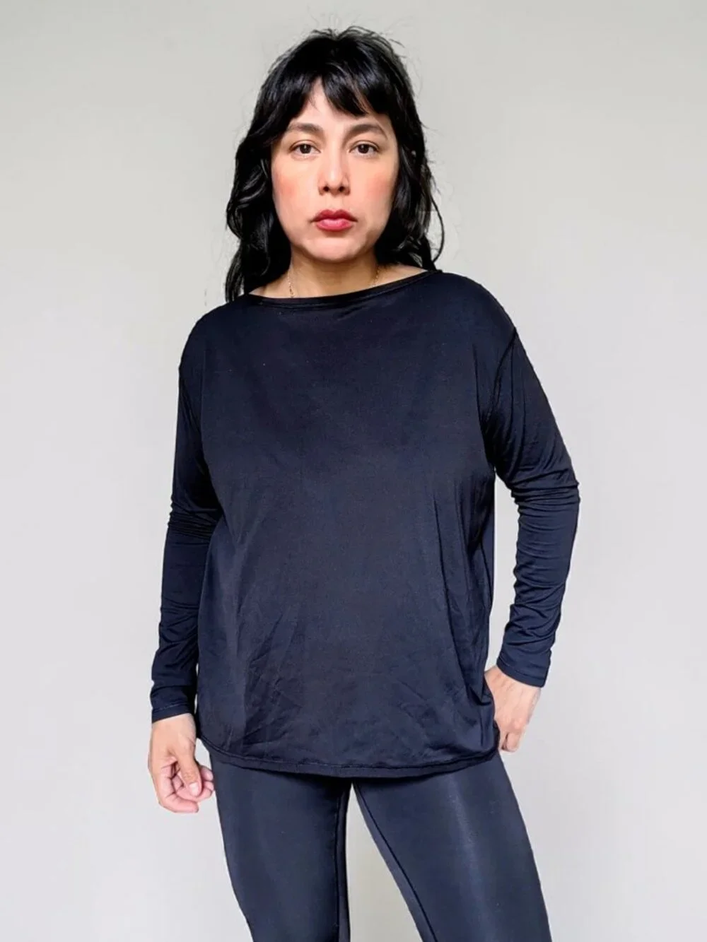 Lululemon Back in Action black minimalist oversized swing long sleeve rulu top 8